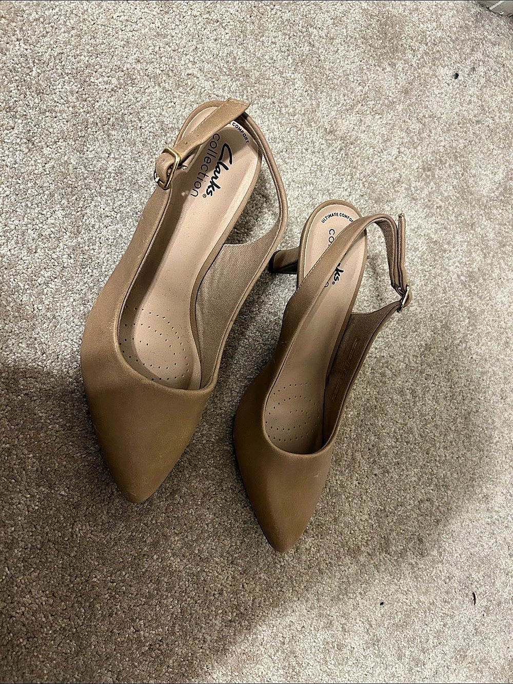 2/30$ 👠Clarks Collection Pointed Toe Slingback Heels Brown US 8.5